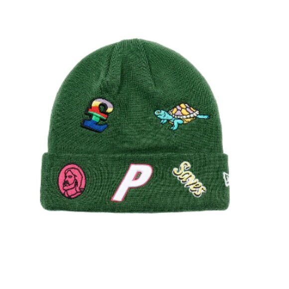 Palace Skateboards New Era Jesus Beanie Green FW22 Embroidered Turtle Acrylic